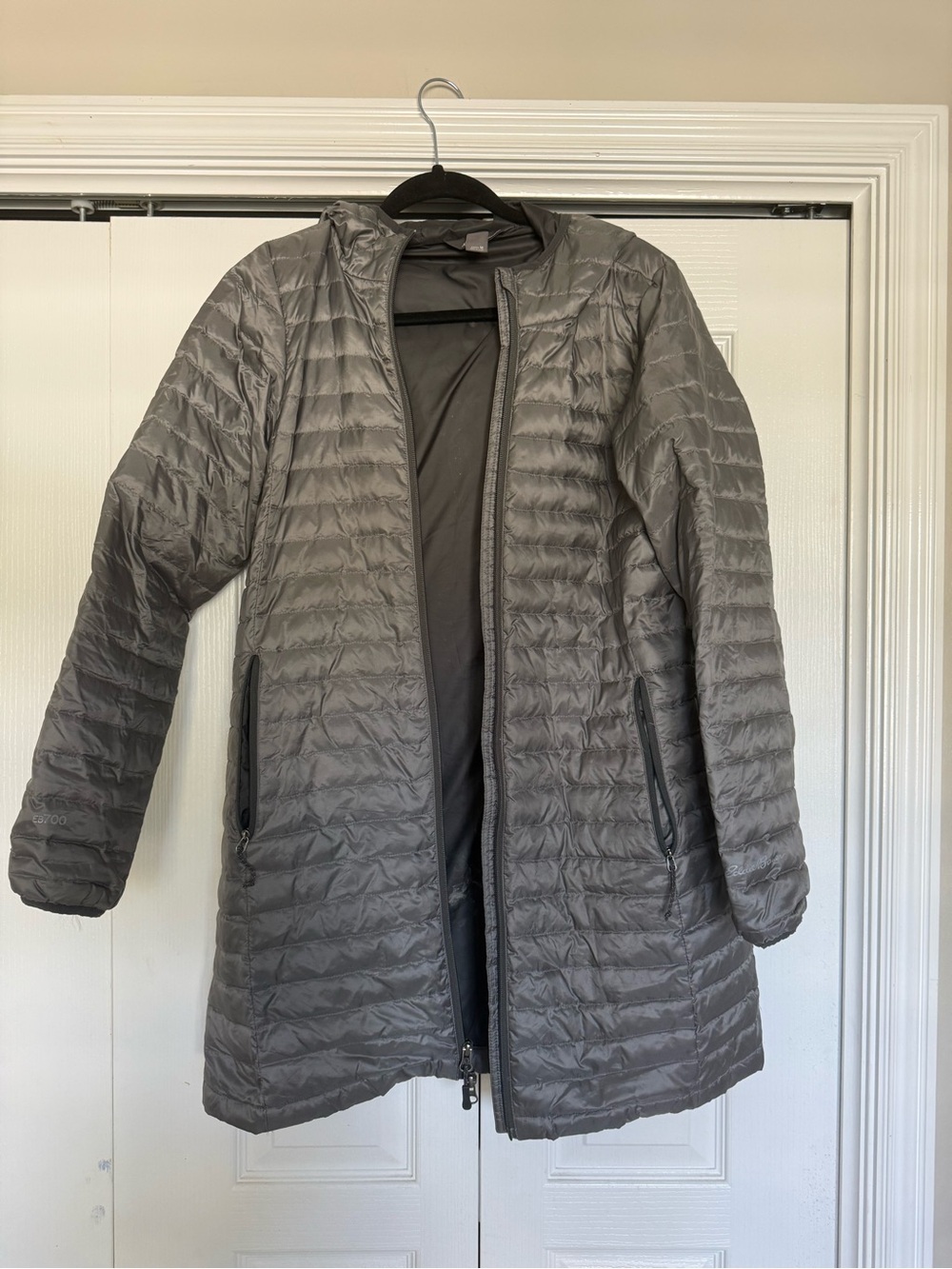 Eddie Bauer Quilted Hooded Long Puffer Coat - Gray